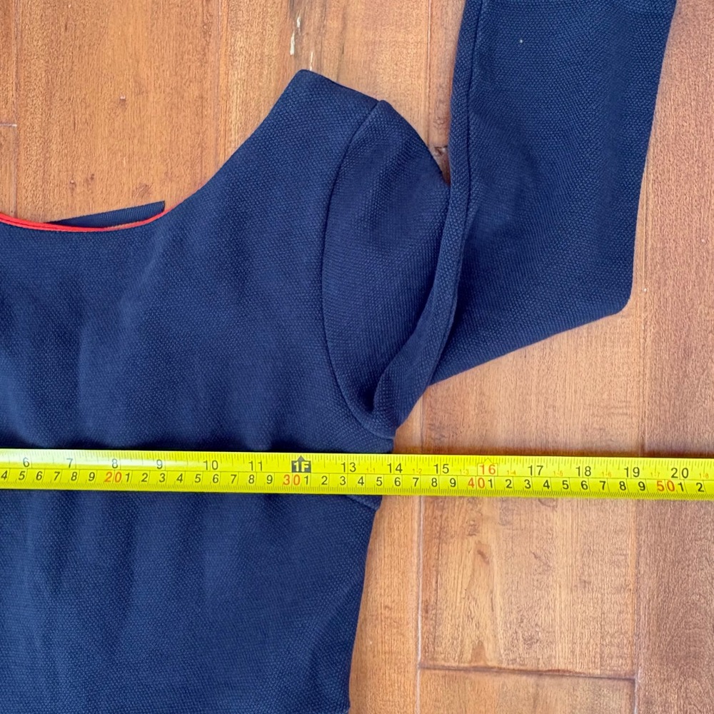Boden‎ Fit & Flare Dress 3/4 Sleeve Pleated Back Zip, Women US 6R Navy Blue - Picture 8 of 11